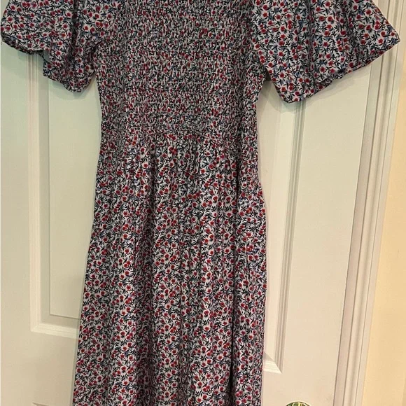 New! J. Crew Blue and White Puff Sleeve Midi Sundress - Picture 6 of 8